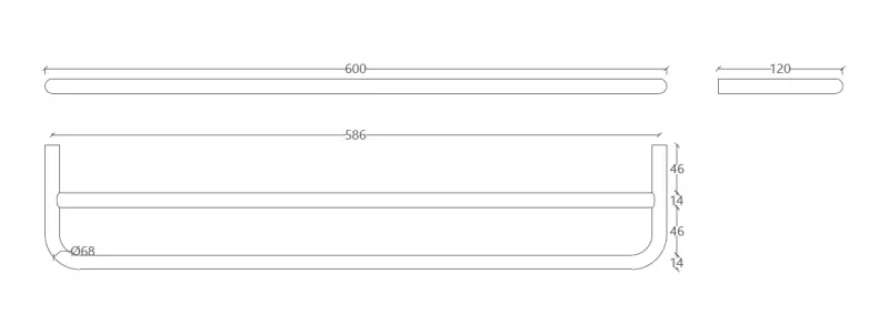 Waterevolution flow dobbelt håndklædeholder 60cm PVD Light Gold A112DWGE