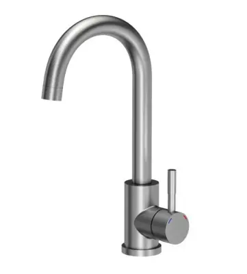 Quadri Dixton 50 sæt med rustfri stålvask 500x450 mm med hanehul til montering og rustfri stål Coventry køkkenhane