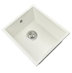 GraniteMy Universal granit hvid vask 34x40 cm hvid til overmontering, undermontering og planmontering med rustfri stål prop 1208967107