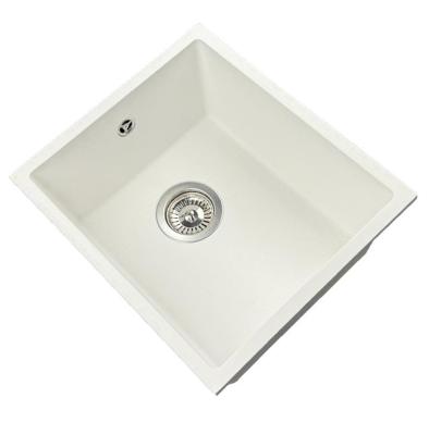 GraniteMy Universal granit hvid vask 34x40 cm hvid til overmontering, undermontering og planmontering med rustfri stål prop 1208967107