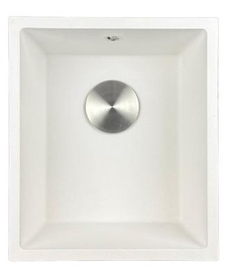 GraniteMy Universal granit hvid vask 34x40 cm hvid til overmontering, undermontering og planmontering med rustfri stål prop 1208967107