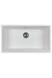 GraniteMy Universal granit stor hvid vask 74x40 cm hvid til påbygning, underbygning og planmontering med rustfri stålprop 1208967111