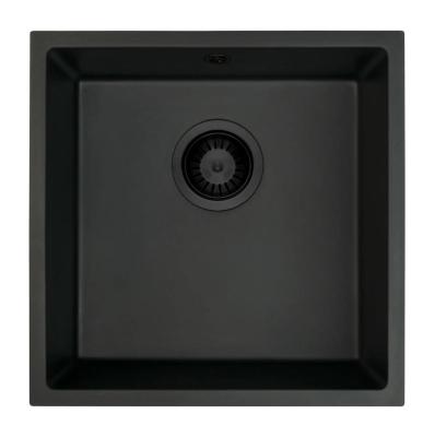 GraniteMy Universal granit sort vask 40x40 cm sort til overmontering, undermontering og planmontering med sort prop 1208967112