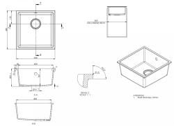 GraniteMy Universal granit hvid vask 40x40 cm hvid overmonteret undermonteret og planmonteret med gylden prop 1208967127
