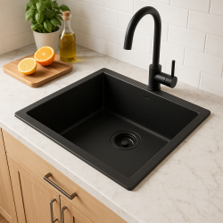 GraniteMy Universal granit sorte vask 50x40 cm sort påbygning underbygning og planbygning med sort prop 1208967129