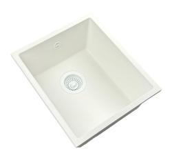 GraniteMy Universal granithvide vask 34x40 cm hvid overmontering undermontering og planmontering med hvid prop 1208967146