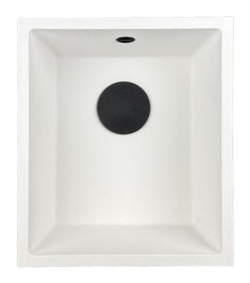 GraniteMy Universal granit hvid vask 34x40 cm hvid til indbygning, underbygning og planmontering med sort prop 1208967147