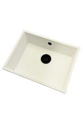 GraniteMy Universal granit hvid vask 55x40 cm hvid til overmontering, undermontering og planmontering med sort prop 1208967154