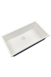 GraniteMy Universal granit stor hvid vask 74x40 cm hvid til installation på, under og i niveau med bordpladen med hvid prop 1208967160
