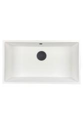 GraniteMy Universal granithvide stor hvide vask 74x40 cm hvid indbygning underbygning og planmontering med sort prop 1208967161