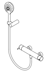 Waterevolution Flow brusetermostat med brusegarniture rundt sort T140TNRPR