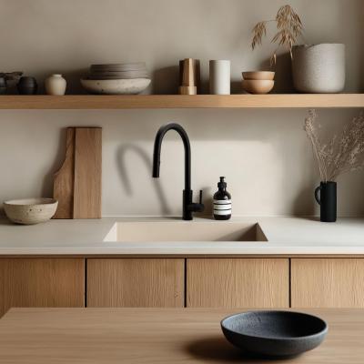 GraniteMy Universal granit beige sand vask 40x40 cm til overmontering, undermontering og planmontering med kobber prop 1208967210