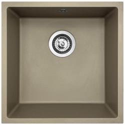 GraniteMy Universal granit taupe vask 40x40 cm til overmontering, undermontering og planmontering med rustfri stålprop 1208967211