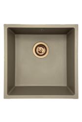 GraniteMy Universal granit taupe vask 40x40 cm til overmontering, undermontering og planmontering med kobberprop 1208967214
