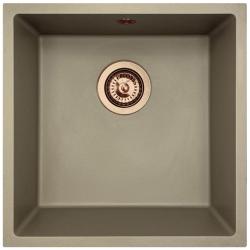 GraniteMy Universal granit taupe vask 40x40 cm til overmontering, undermontering og planmontering med kobberprop 1208967214