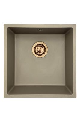GraniteMy Universal granit taupe vask 40x40 cm til overmontering, undermontering og planmontering med kobberprop 1208967214