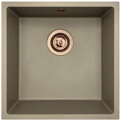 GraniteMy Universal granit taupe vask 40x40 cm til overmontering, undermontering og planmontering med kobberprop 1208967214