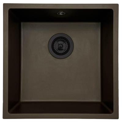 GraniteMy Universal granit cafévask 40x40 cm til indbygning, underbygning og planlimning med sort prop 1208967216