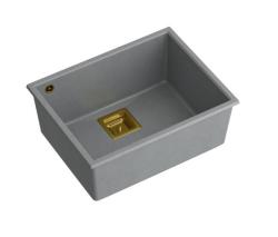 Quadri Quadrangle grå granit undermonteret vask med gylden prop 55x42 cm 1208967275