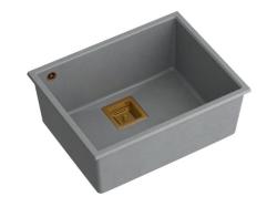 Quadri Quadrangle grå granit undermonteret vask med kobberprop 55x42cm 1208967276