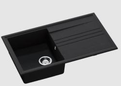 GraniteMy Vesi ekstra lav granit overflade sort vask 86x50cm med drypbakke vendbar med rustfri stål prop 1208967279