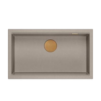 Quadri Newport II stor og dyb vask granit til overmontering og undermontering taupe vask 76x45cm med kobberprop 1208967308