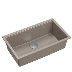 Quadri Newport II stor og dyb vask, granit, til over- og underbygning, taupe vask 76x45cm med rustfri stål prop 1208967310