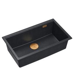 Quadri Newport II stor og dyb vask granit over- og undermontering antracit vask 76x45cm med kobberprop 1208967311