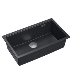 Quadri Newport II stor og dyb vask i granit til montering på eller under bordplade, antracit vask 76x45 cm med rustfri stål prop 1208967313