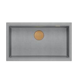 Quadri Newport II stor og dyb vask granit over- og underbygning grå vask 76x45cm med kobberprop 1208967314