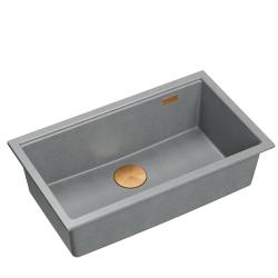 Quadri Newport II stor og dyb vask granit over- og underbygning grå vask 76x45cm med kobberprop 1208967314