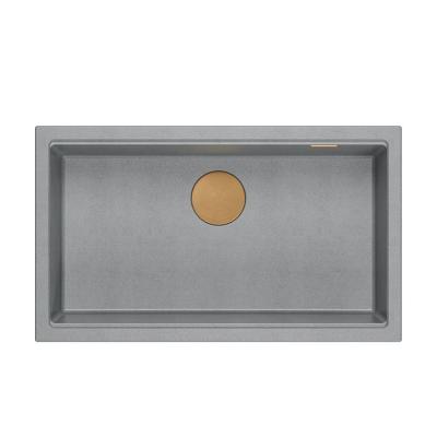 Quadri Newport II stor og dyb vask granit over- og underbygning grå vask 76x45cm med kobberprop 1208967314