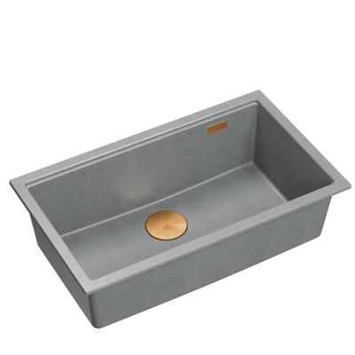 Quadri Newport II stor og dyb vask granit over- og underbygning grå vask 76x45cm med kobberprop 1208967314