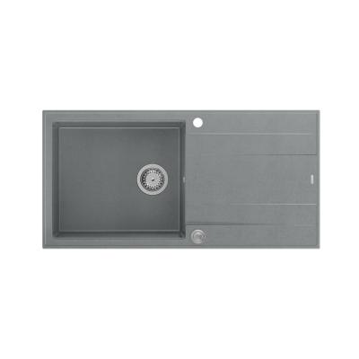 Quadri Luton grå granit køkkenvask med afdrypningsområde vendbar 100x50cm med rustfri stålprop 1208967323