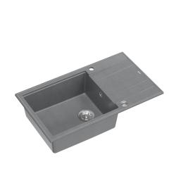 Quadri Luton grå granit stor opvaskebakke med afdrypningsflade vendbar 86x50cm med rustfrit stål prop 1208967330