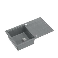 Quadri Luton grå granit vask med afløbsbak vendbar 86x50cm med rustfri stål prop 1208967340