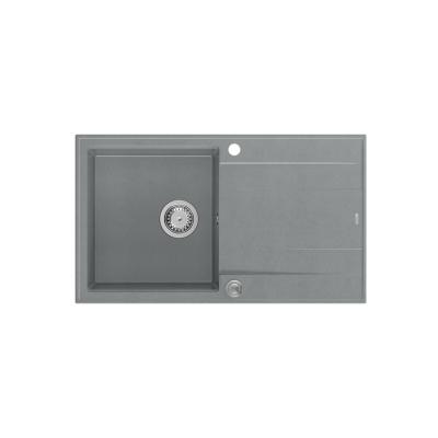 Quadri Luton grå granit vask med afløbsbak vendbar 86x50cm med rustfri stål prop 1208967340