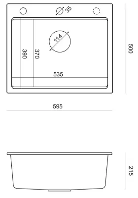 Quadri Durham anthracite granite built-in sink 595x500 with soap dispenser, cutting board, insert sink and roll mat 1208967379