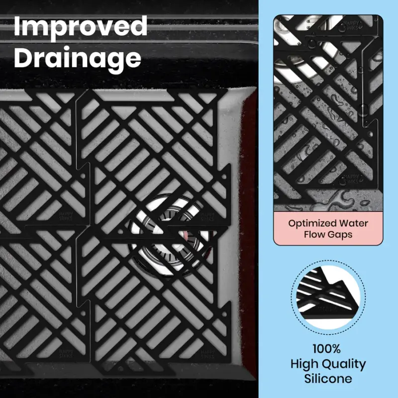 Magisso Happy Sink Puslespil sort bundbeskytter 4 stk. til vask sort 32,5 x 32,5 cm 1208967385