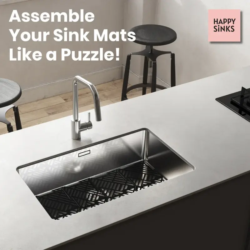 Magisso Happy Sink Puslespil sort bundbeskytter 4 stk. til vask sort 32,5 x 32,5 cm 1208967385