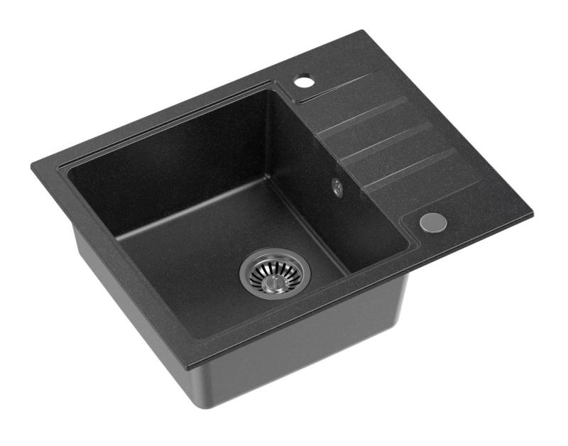 Quadri Cardigan antracitgrå indbygningsvask med afdrypningsområde vendbar 62x50cm 1208967391