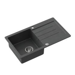 Quadri Kendal antracit granit vask med afdrypningsområde 77x44cm vendbar 1208967397