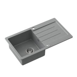 Quadri Kendal grå granitvask med afdrypningsområde 77x44 cm vendbar 1208967398