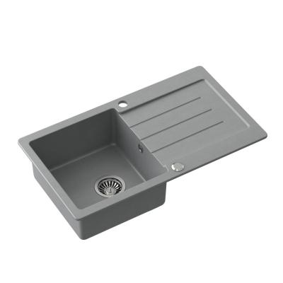 Quadri Kendal grå granitvask med afdrypningsområde 77x44 cm vendbar 1208967398