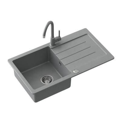 Quadri Kendal grå granitvask med afdrypningsområde 77x44 cm vendbar 1208967398
