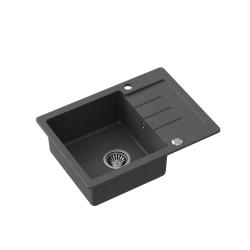 Quadri Kendal antracit granit vask med afdrypningsområde 60x44cm vendbar 1208967400