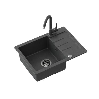 Quadri Kendal antracit granit vask med afdrypningsområde 60x44cm vendbar 1208967400