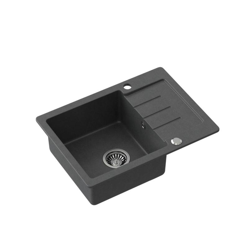 Quadri Kendal anthracite granite inset sink with drainer 60x44cm reversible 1208967400