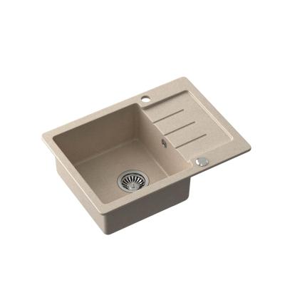 Quadri Kendal beige sand granit vask med afdrypningsområde 60x44cm vendbar 1208967402