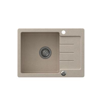 Quadri Kendal beige sand granit vask med afdrypningsområde 60x44cm vendbar 1208967402